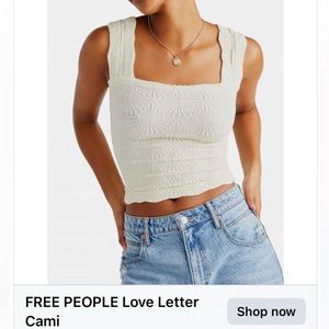 Free People Love Letter Cami - Ivory - Size M/L